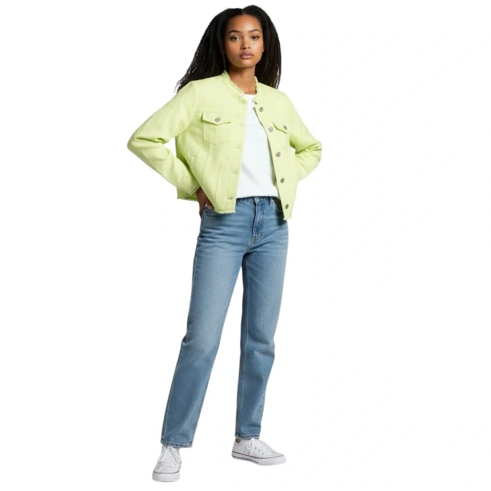 BANANA REPUBLIC BNWT Neon Citron Cropped Blazer Jacket Size 2 -- BNWT